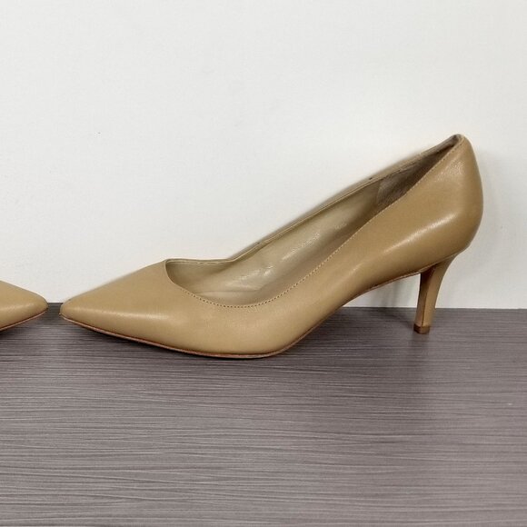 Via Spiga Nikole Pointy Toe Pump, Tan Leather, Womens Size 7 M / 37 - Picture 8 of 12